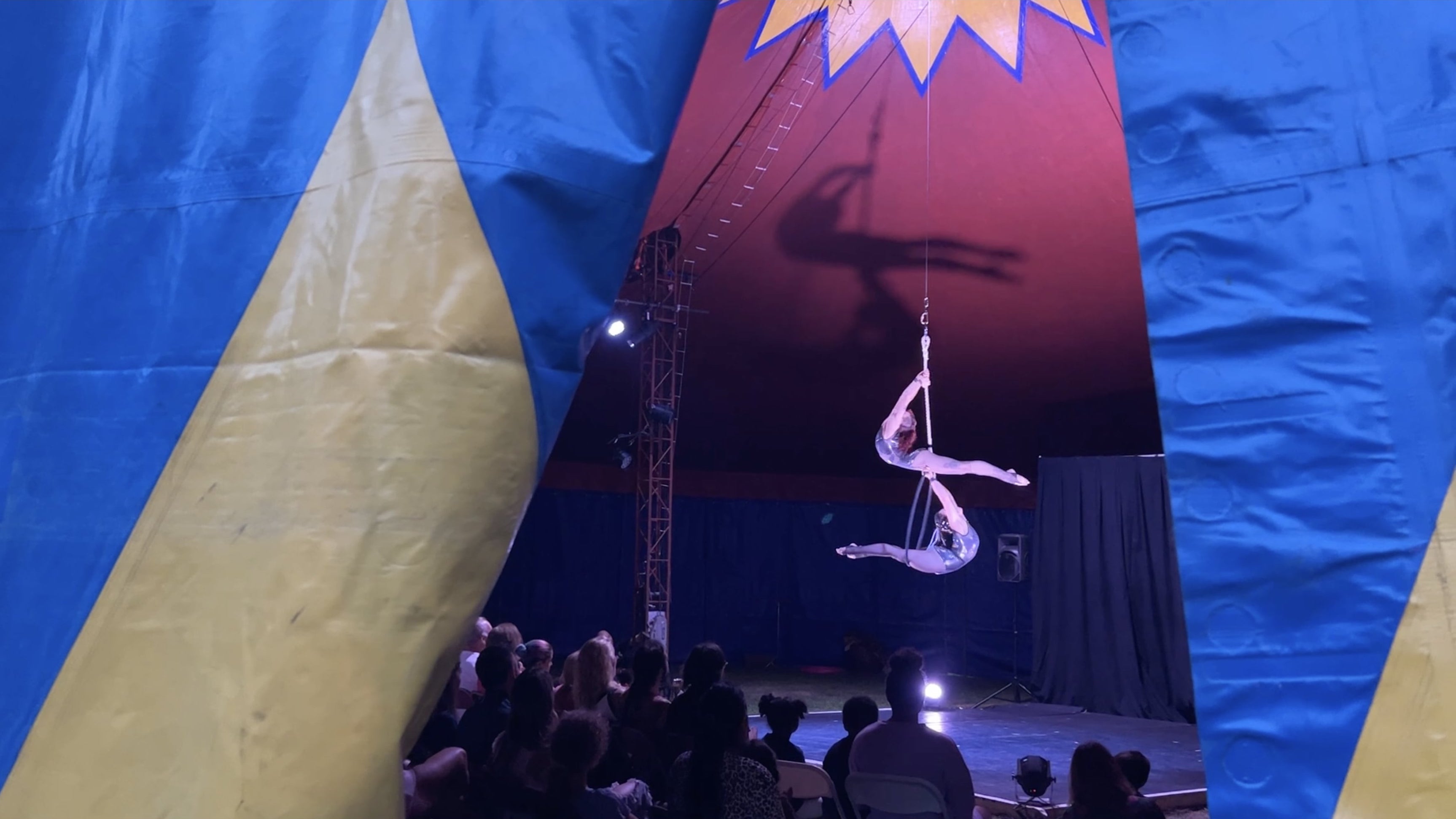 Aerialists perform under the CCIAC 