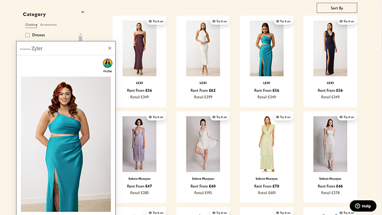 Zyler Virtual Try-On on John Lewis Fashion Rental