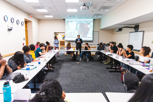 African American Diaspora Studies students listen to a professor's lecture