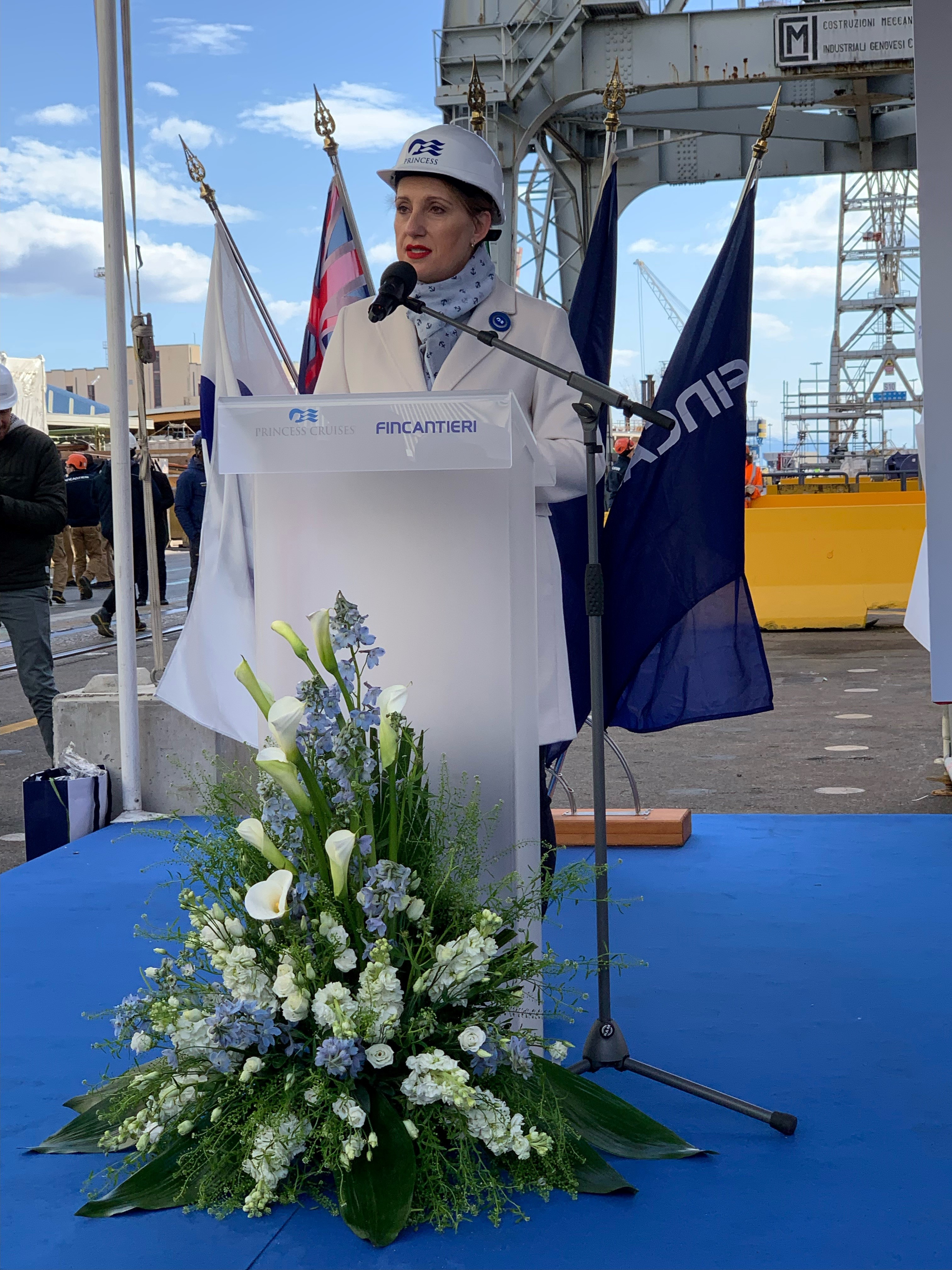 Hotel General Manager Simona Stumberger Honored as Madrina of Sun Princess. Princess also announced that it has appointed Gennaro Arma as captain  (Image at LateCruiseNews.com - March 2023)